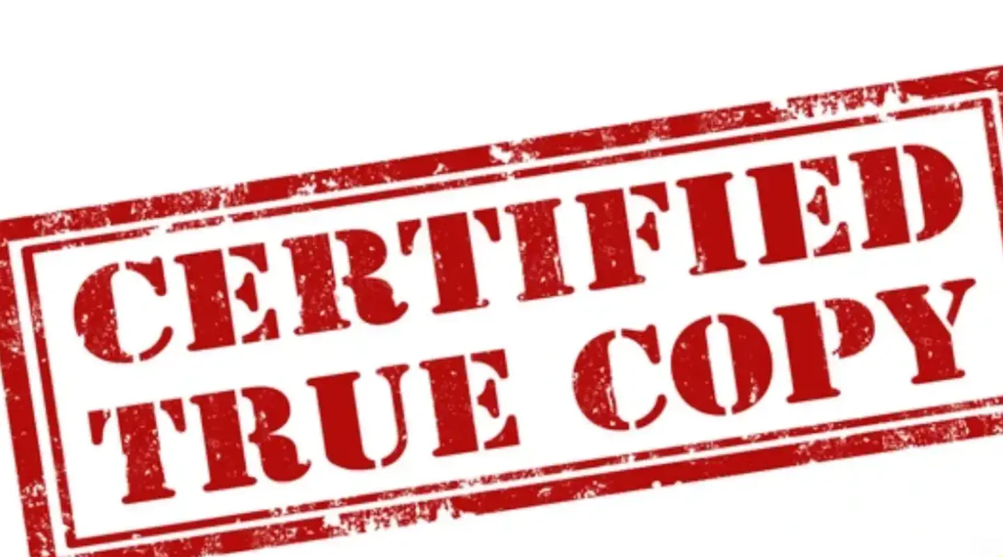 Certified True Copy of Your Passport